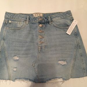 Free People Distressed Jean Skirt